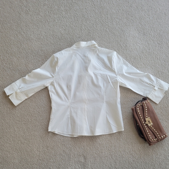 Womens White Collared Blouse Button Up St. Johns Bay - Picture 7 of 7